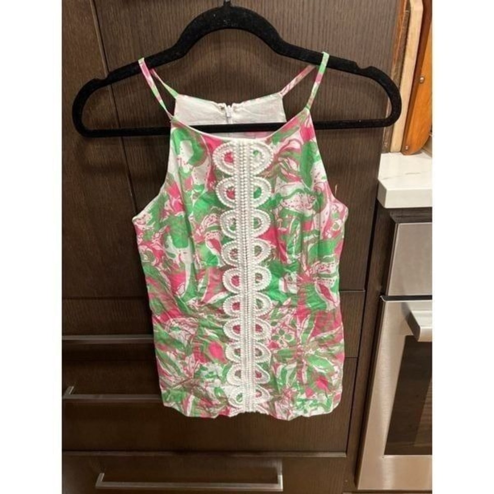 Lilly Pulitzer Annabelle Halter Tank in Forgot‎ My Trunks Print, 0